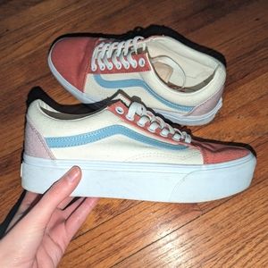 vans old skool platform pastel colorblock corderoy shoes